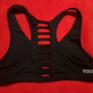 PINK Victoria's Secret Black Ladder-Back Sports Bra